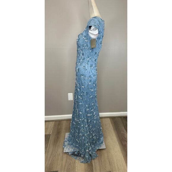 THEIA Bree Beaded Sweetheart Gown In Blue Size US0 $1095 - Picture 7 of 10